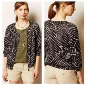 Hei Hei Anthropologie Aroha Bomber Jacket Womens Small S Black/White Zip Front